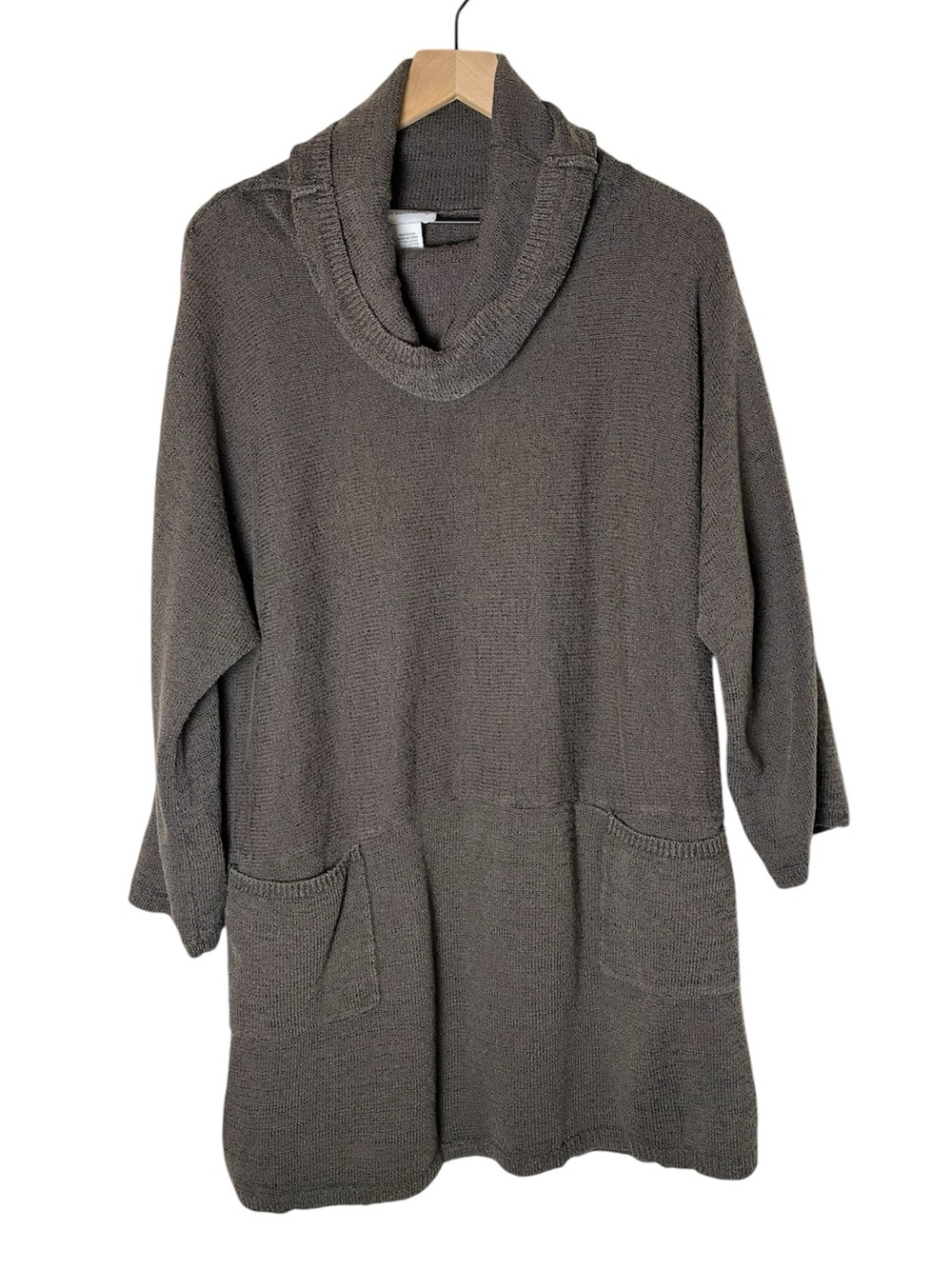 Soft Surroundings Cowl-Neck Longline Sweater Tunic Coastal Lagenlook